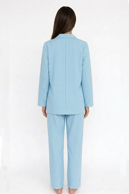 Plaid Blouse Cotton Two-piece Outfit