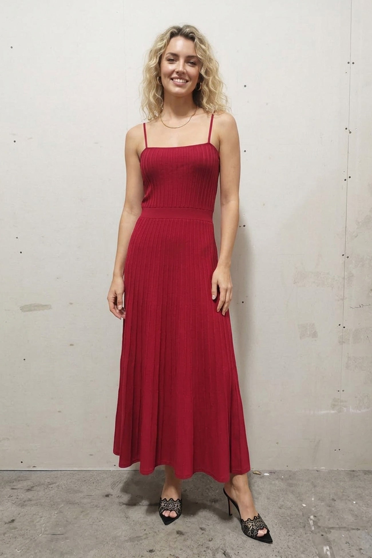 Pleated High Waist Knit Dress