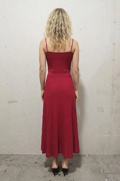 Pleated High Waist Knit Dress