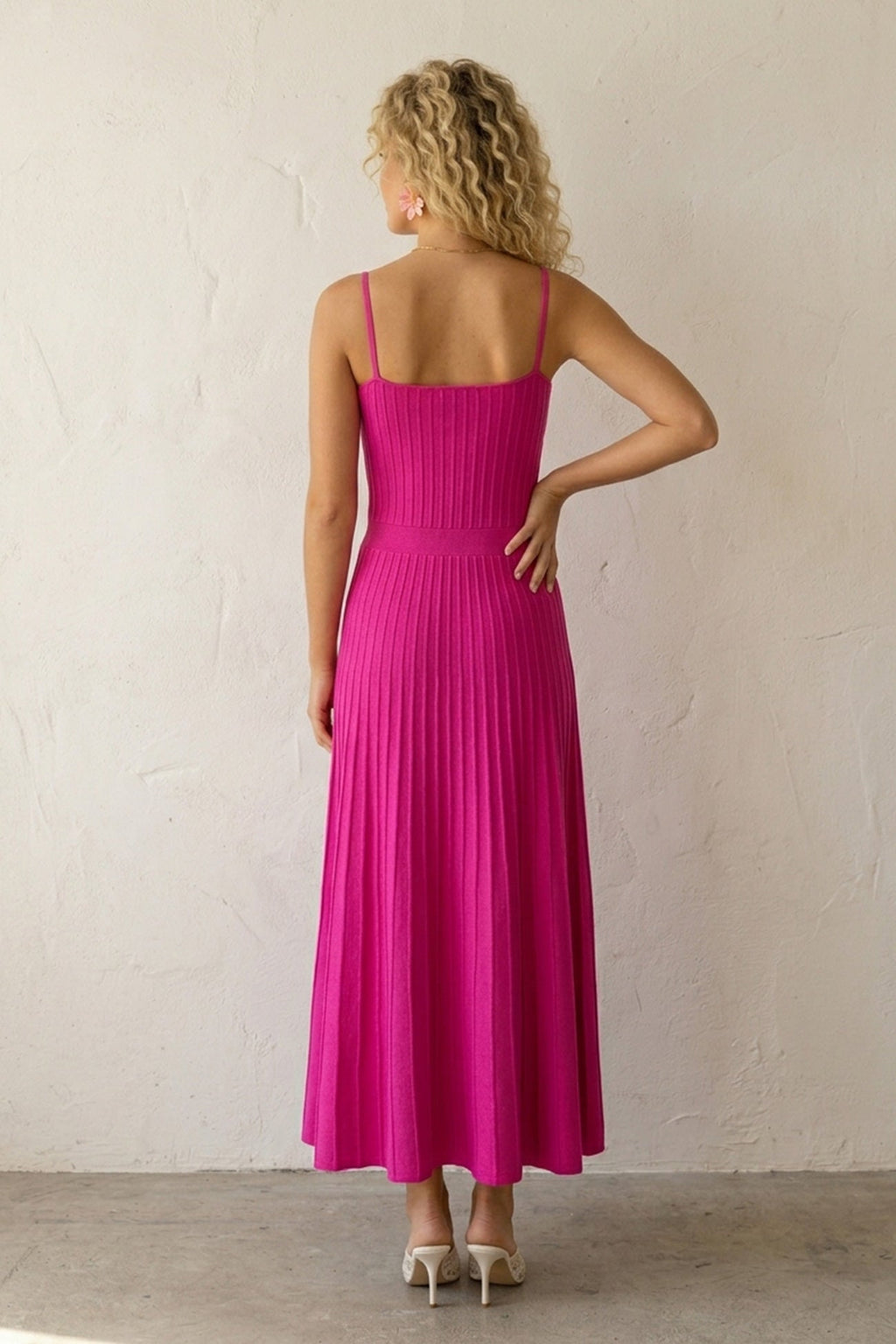 Pleated High Waist Knit Dress