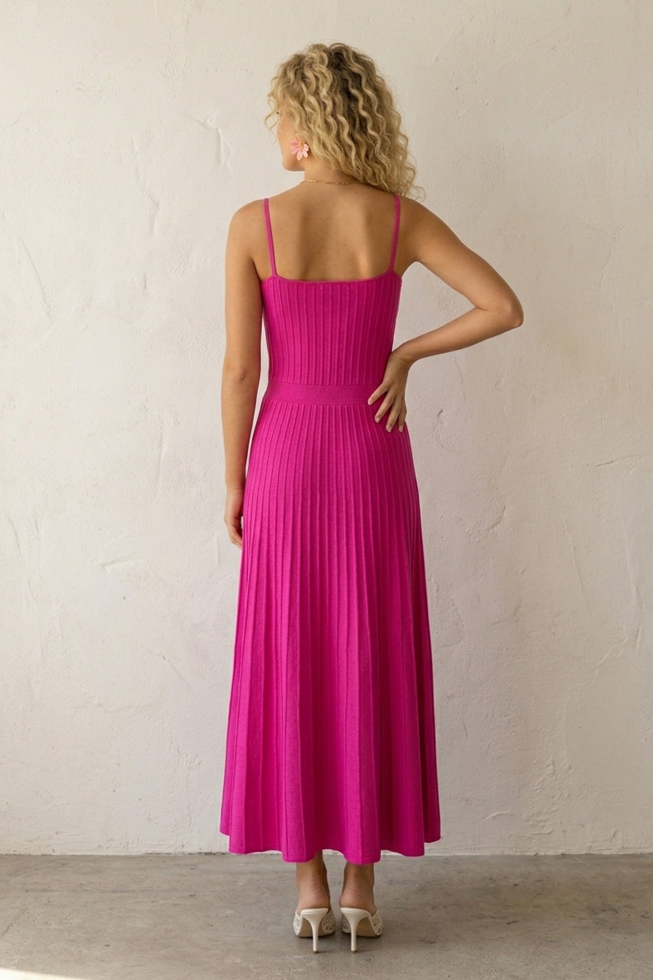 Pleated High Waist Knit Dress