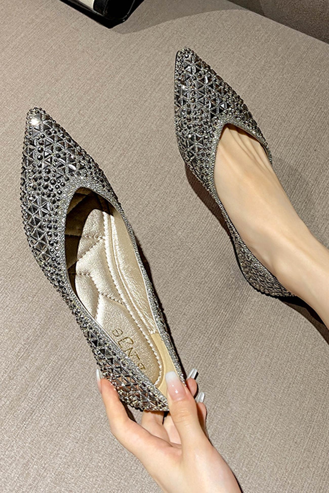 Pointed Rhinestone Flats