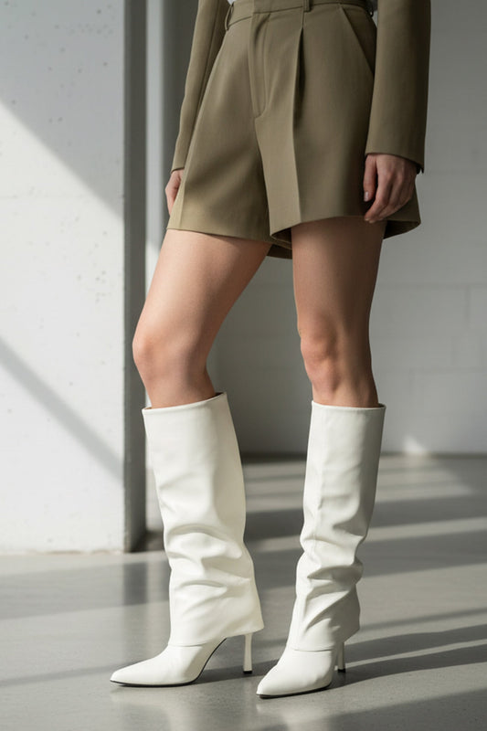 Pointed Toe Knee-High Trouser Boots