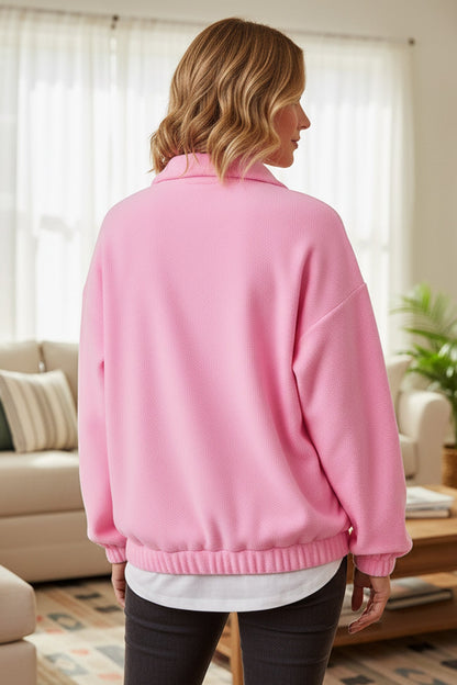 Polar Fleece Lapel Zip-up Sweatshirt