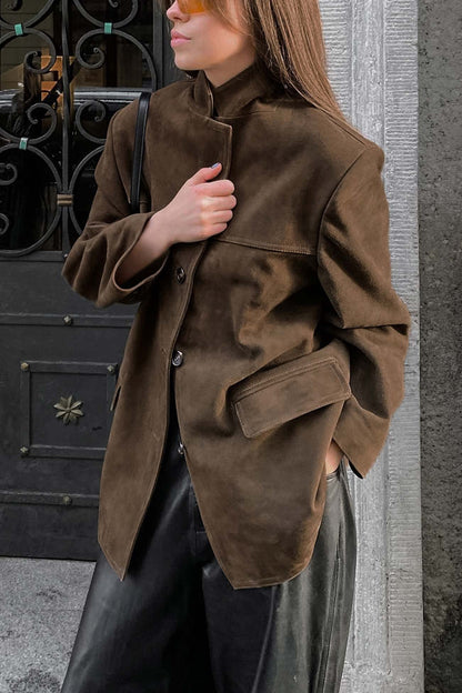 Retro Brown Suede Blazer