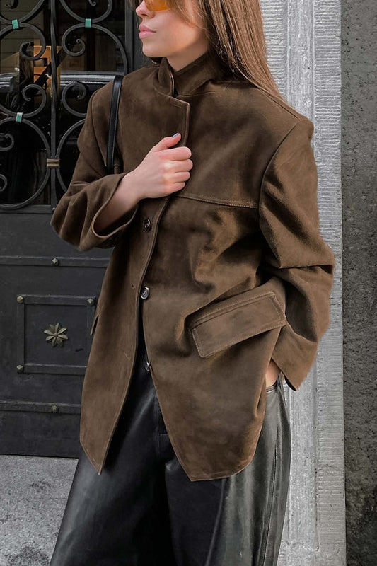 Retro Brown Suede Blazer