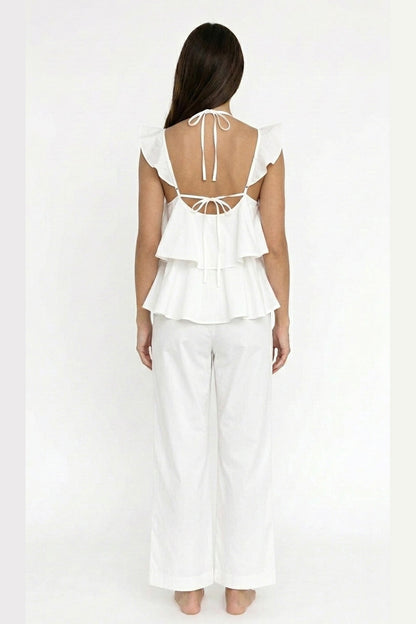 Ruffle Tie-up Cotton Vest Set