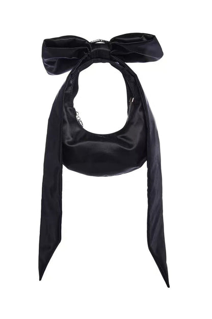 Satin Bow Rhinestone Heart Buckle Armpit Bag