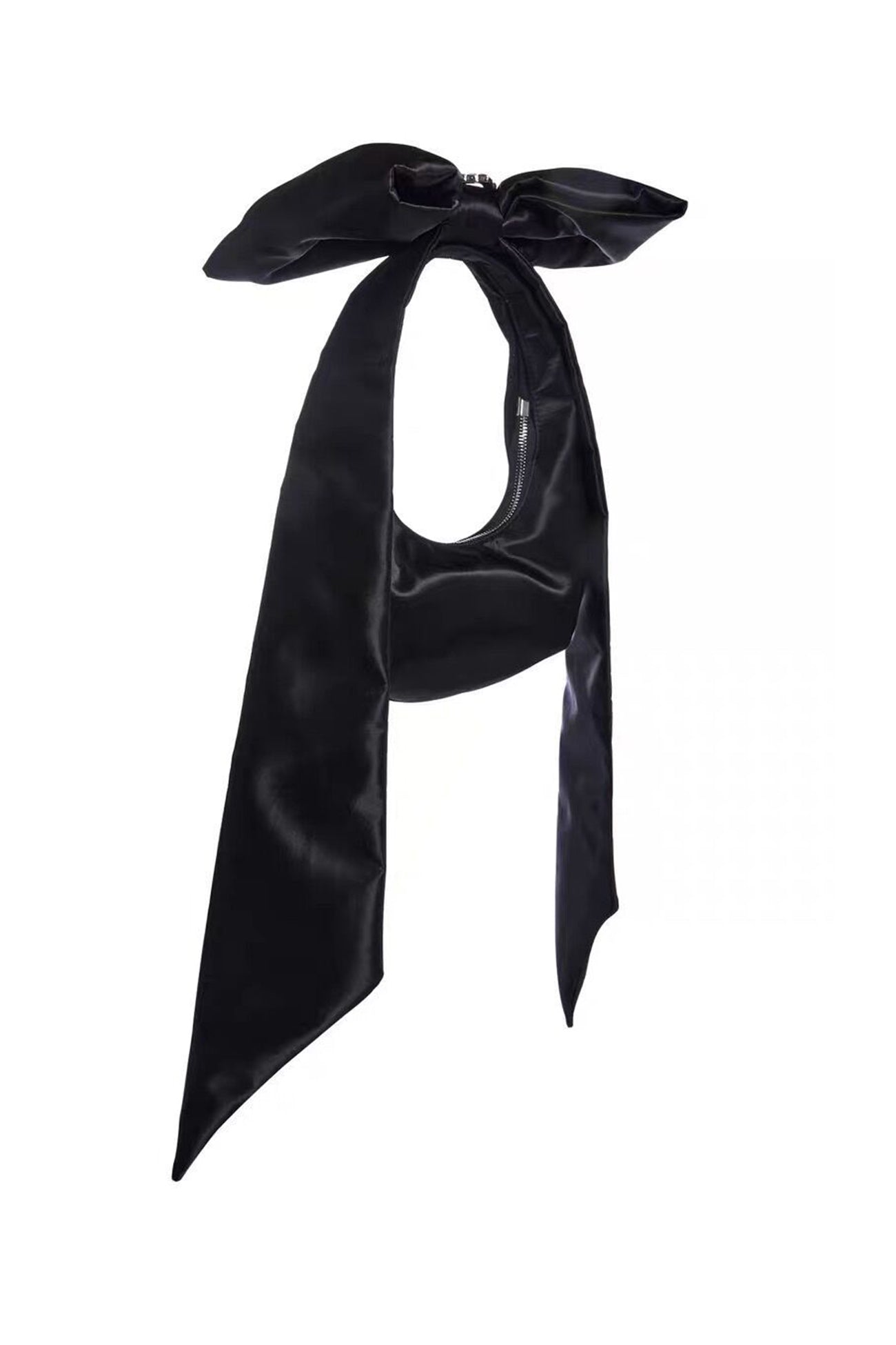Satin Bow Rhinestone Heart Buckle Armpit Bag