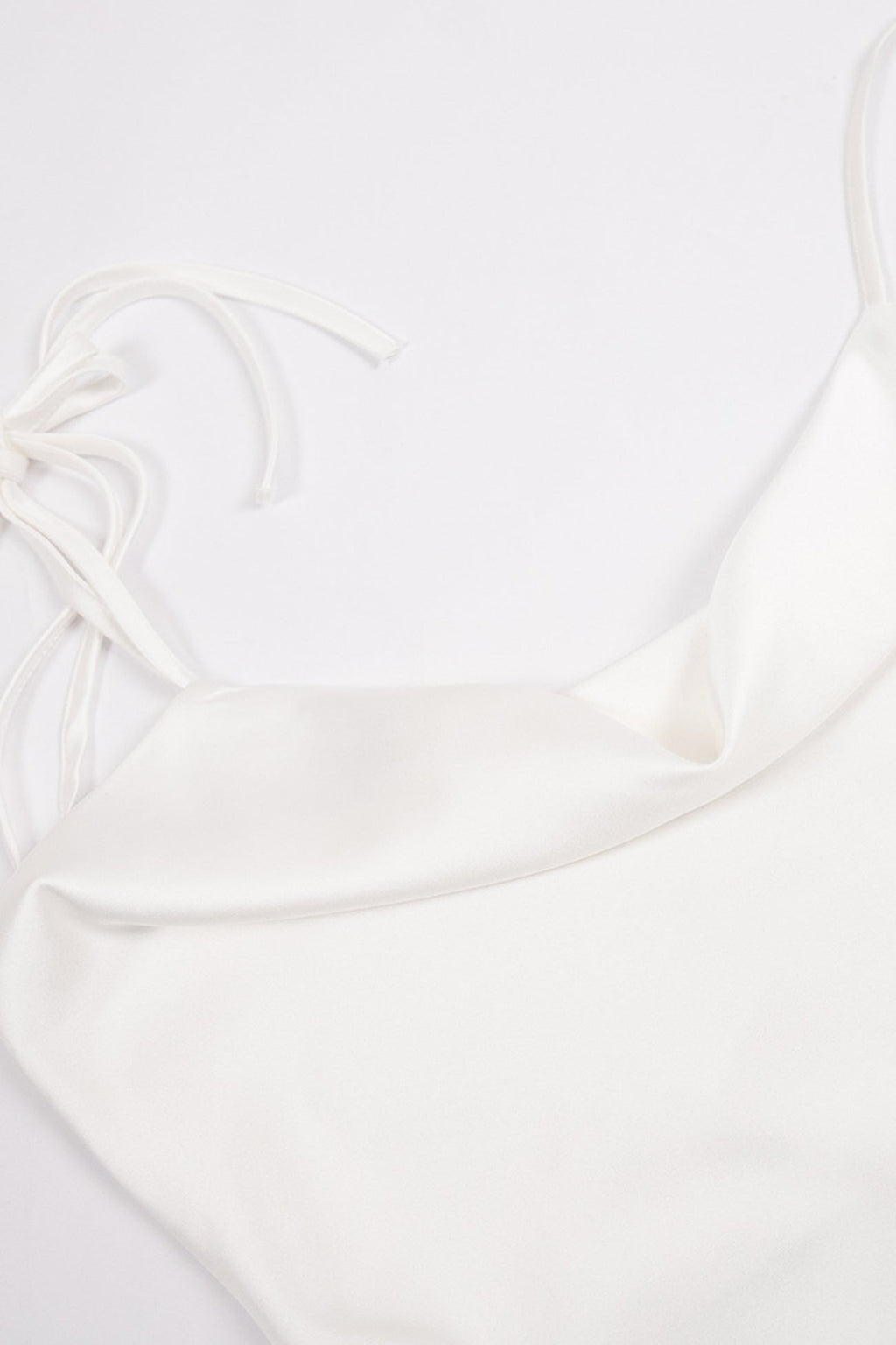 Satin Cowl Neck Tie-straps Slit Dress