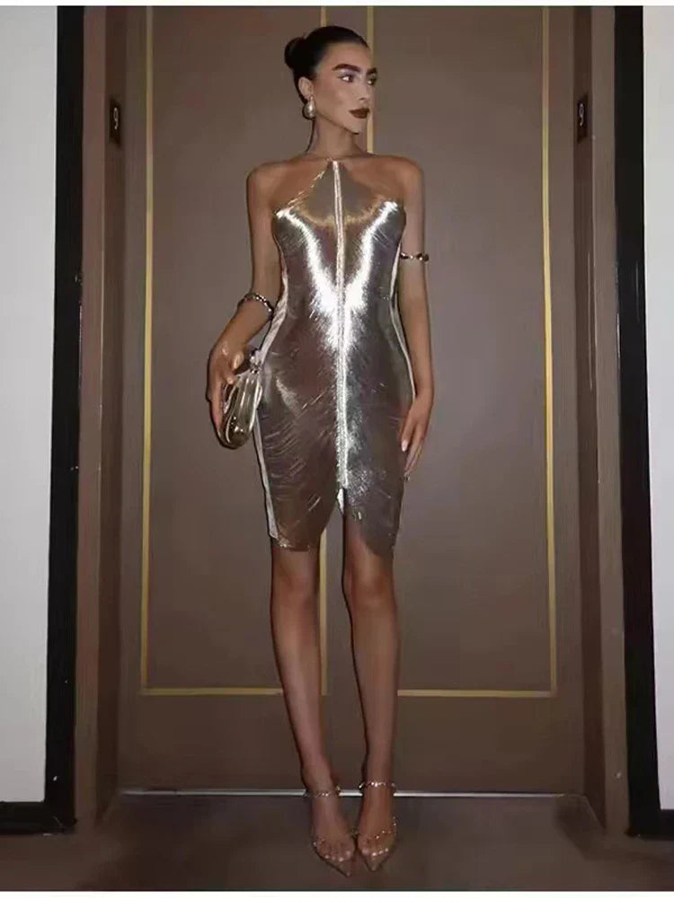 Sexy Backless Hanging Neck Tassel Mini Chic Slim Party Party Dress