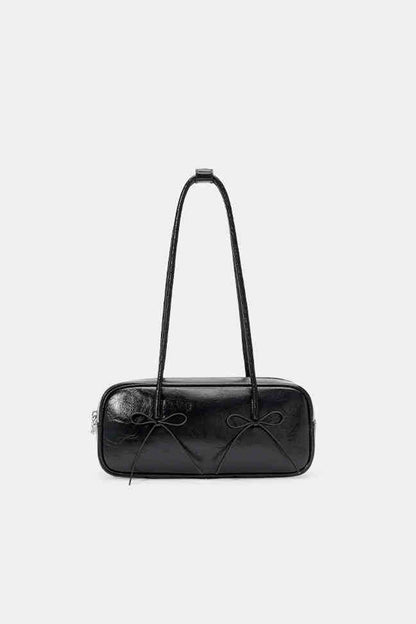 Solid Color Bow-tied Top-handle Bag