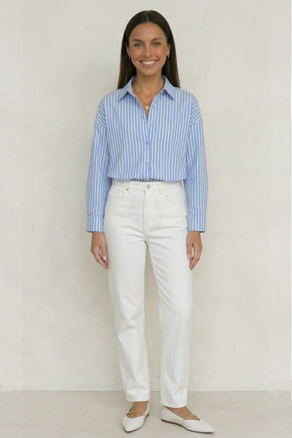 Solid Color Long Sleeve Striped Shirts