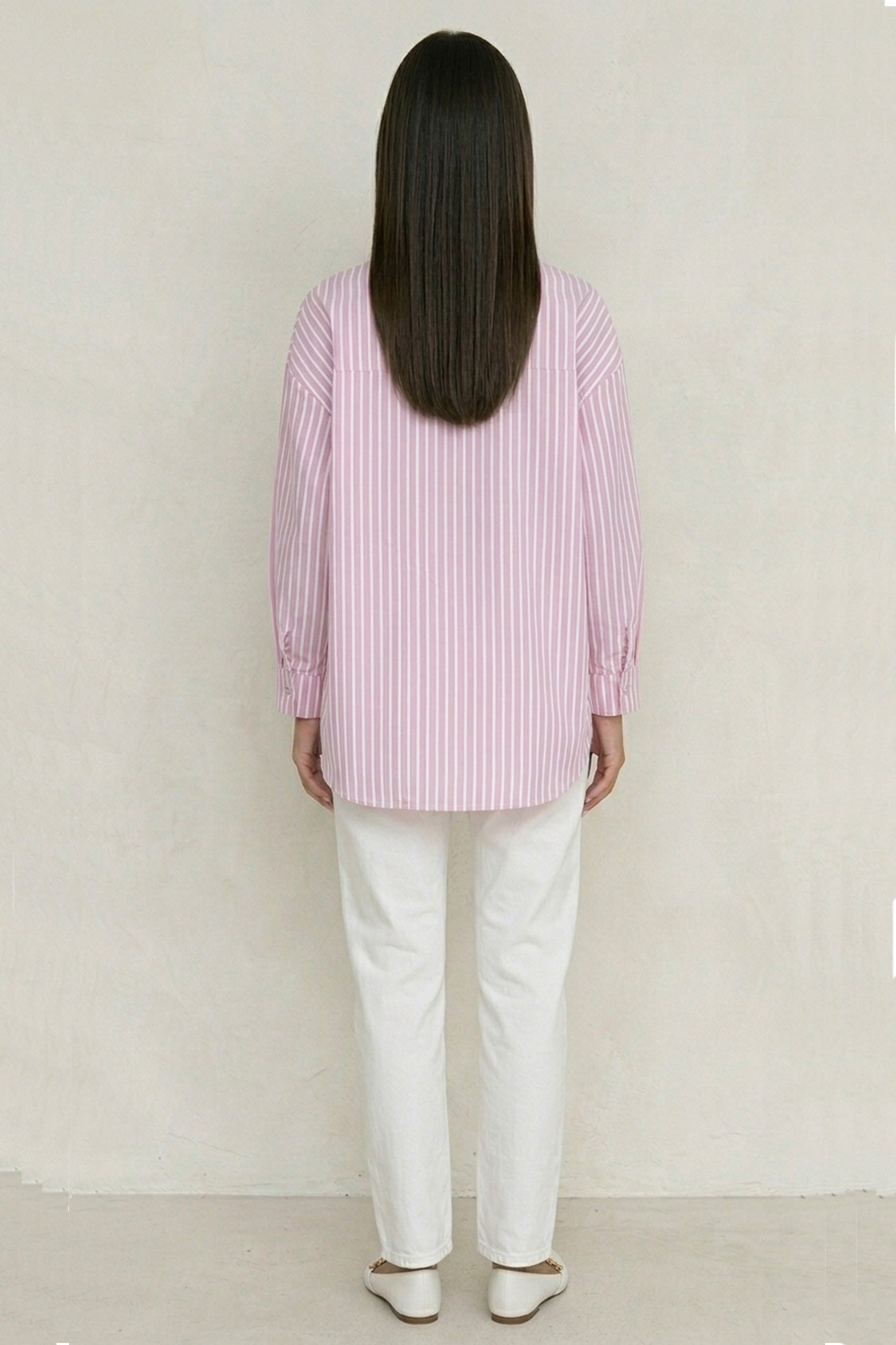 Solid Color Long Sleeve Striped Shirts