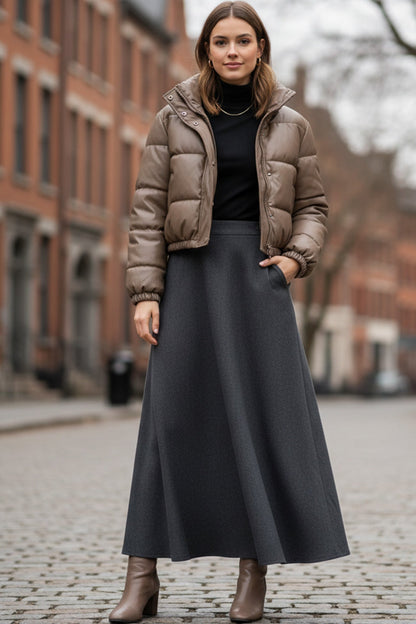 Solid Stand Collar PU Cotton Jacket