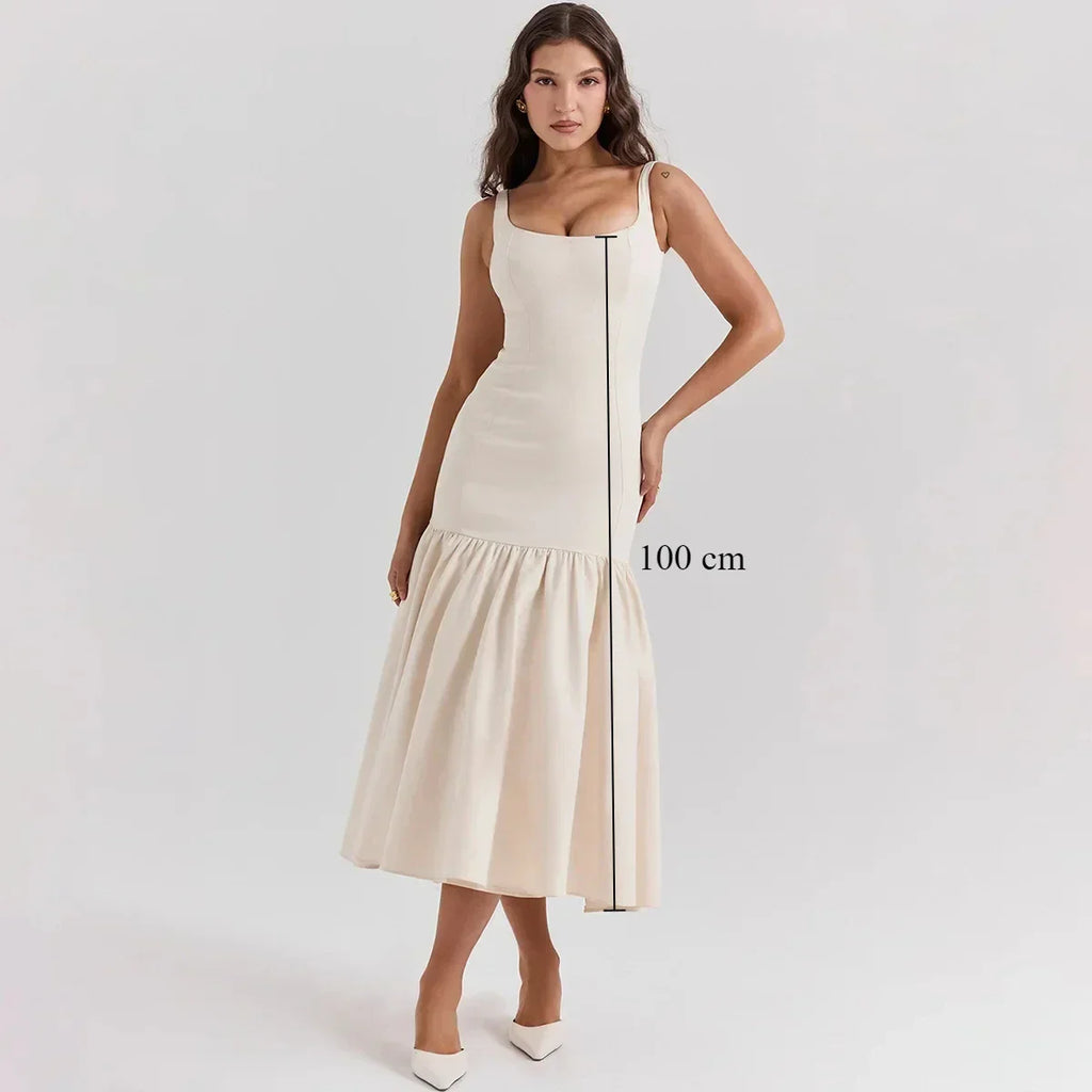 Elegant Red Spaghetti Strap Midi Holiday Dress Casual Birthday Party Dresses Party Dress