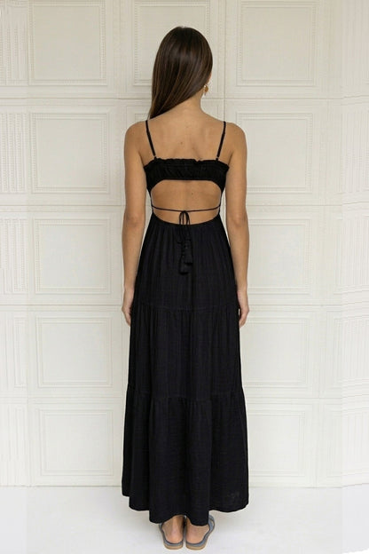 Tie-up Cutout Tiered Cami Dress