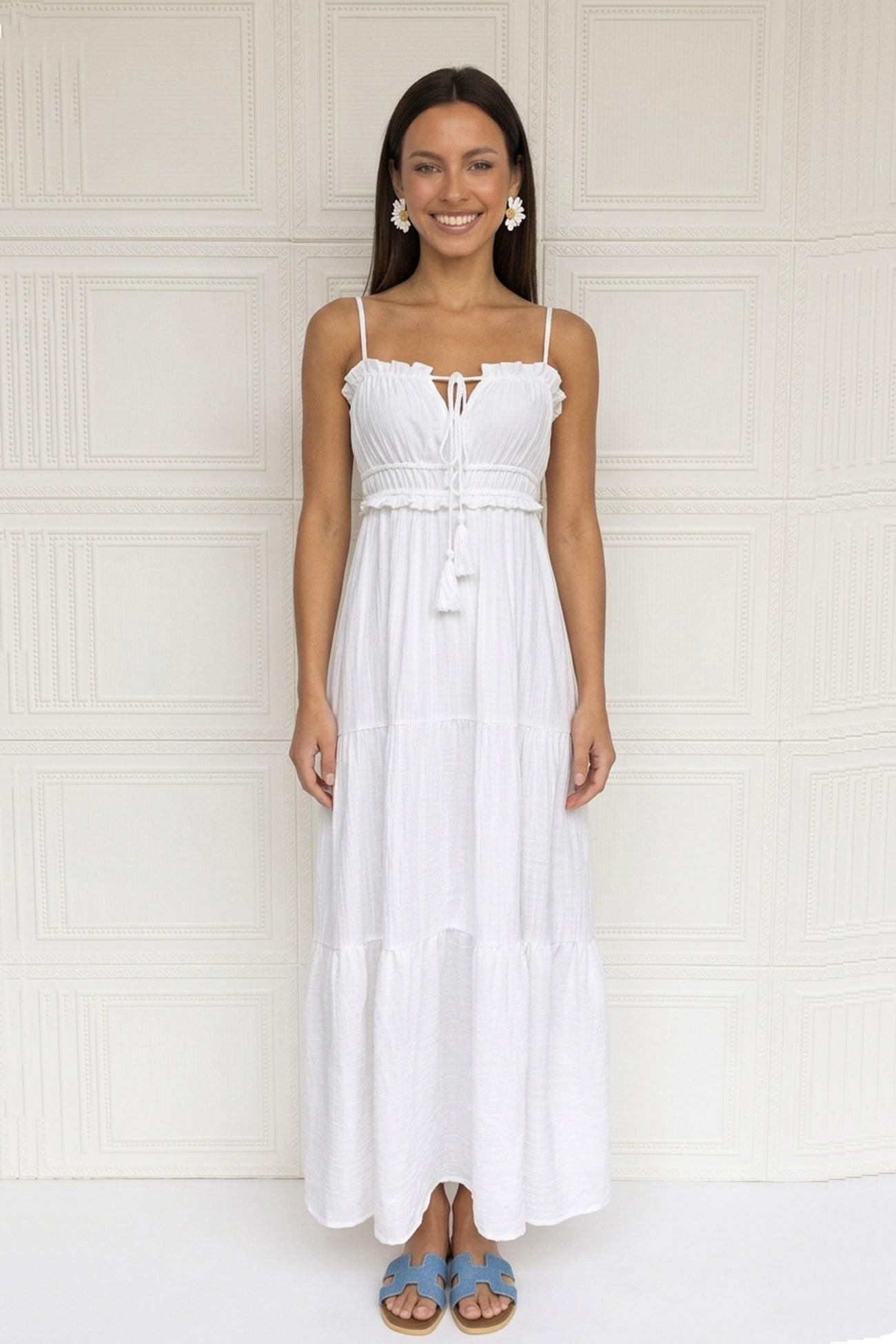 Tie-up Cutout Tiered Cami Dress