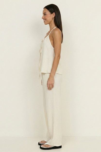 Tie-up Vest Long Pants Set