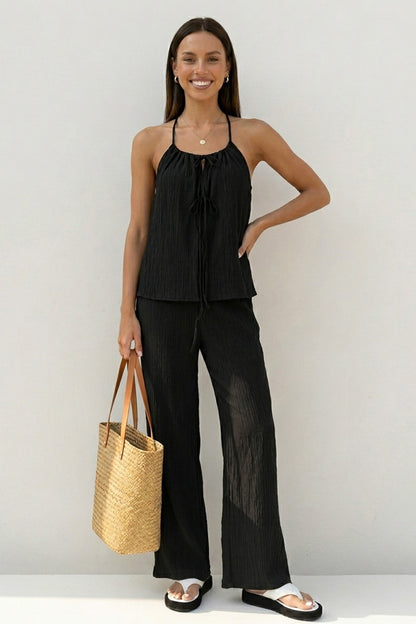 Tie-up Vest Long Pants Set