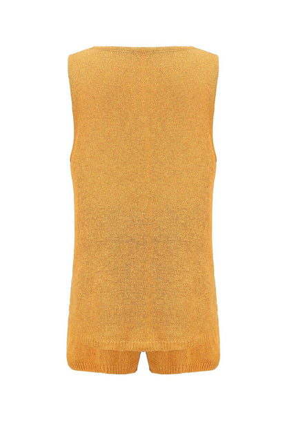 V Neck Knit Tank Top Shorts Suits