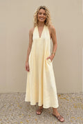 V Neck Pocketed A-line Sundress
