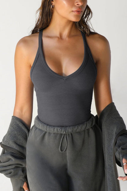 V Neck Slim Fit Ribbed Cami Vest