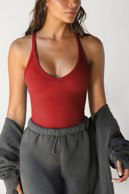 V Neck Slim Fit Ribbed Cami Vest