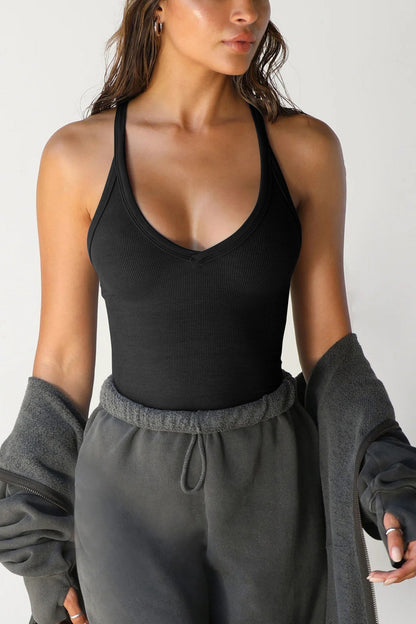 V Neck Slim Fit Ribbed Cami Vest