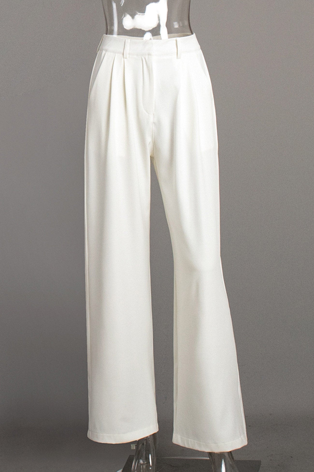 White High-rise Wide Leg Long Pants