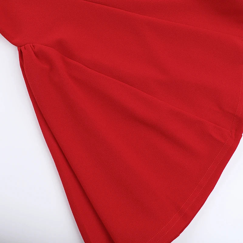 Wine Red Off Shoulder Party Dress with Pleated Detail