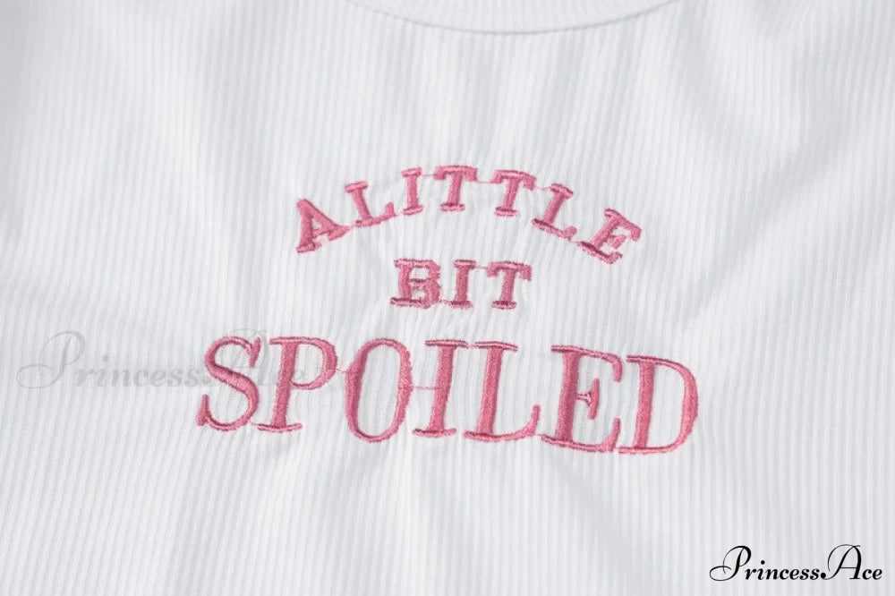 A Little Bit Spoiled Graceful White Graphic Crop Top
