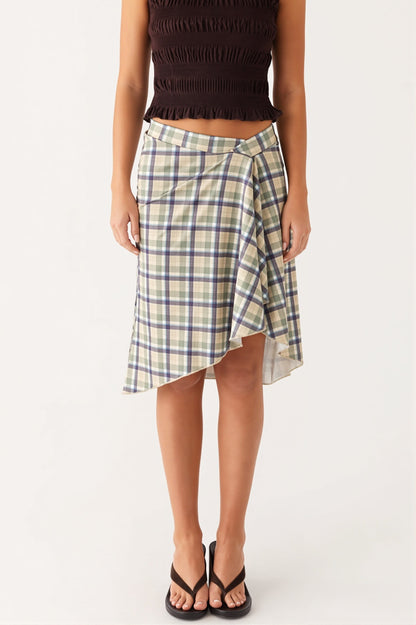 Elegant Striped Irregular Midi Skirt