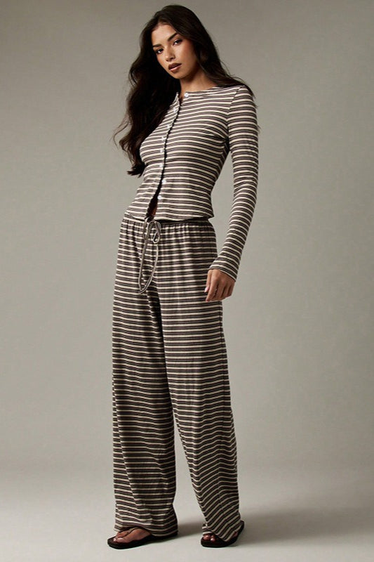 Stripe Button Cord Easy Two Piece Set