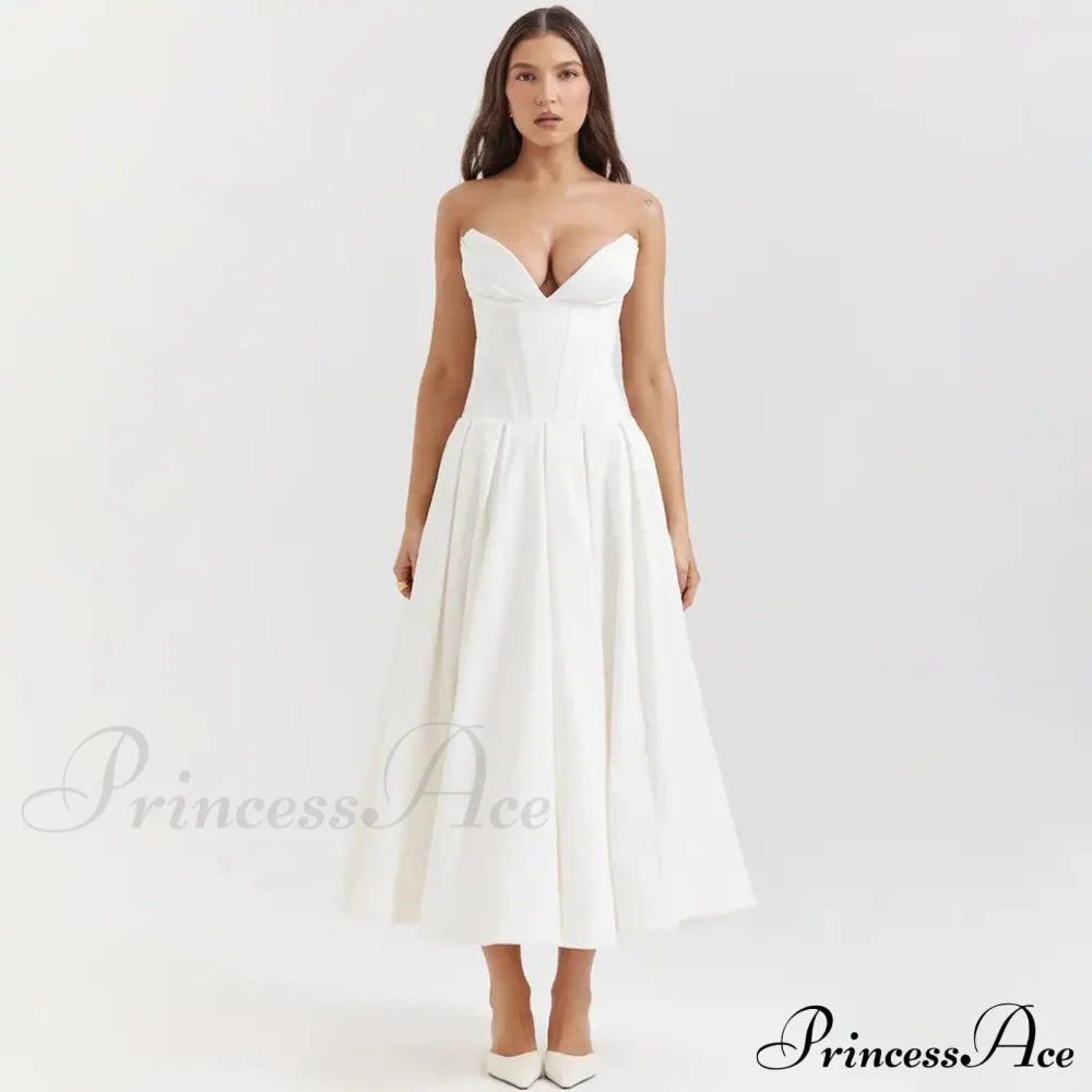Adriana Midi A-Line Charming Strapless Corset Dress