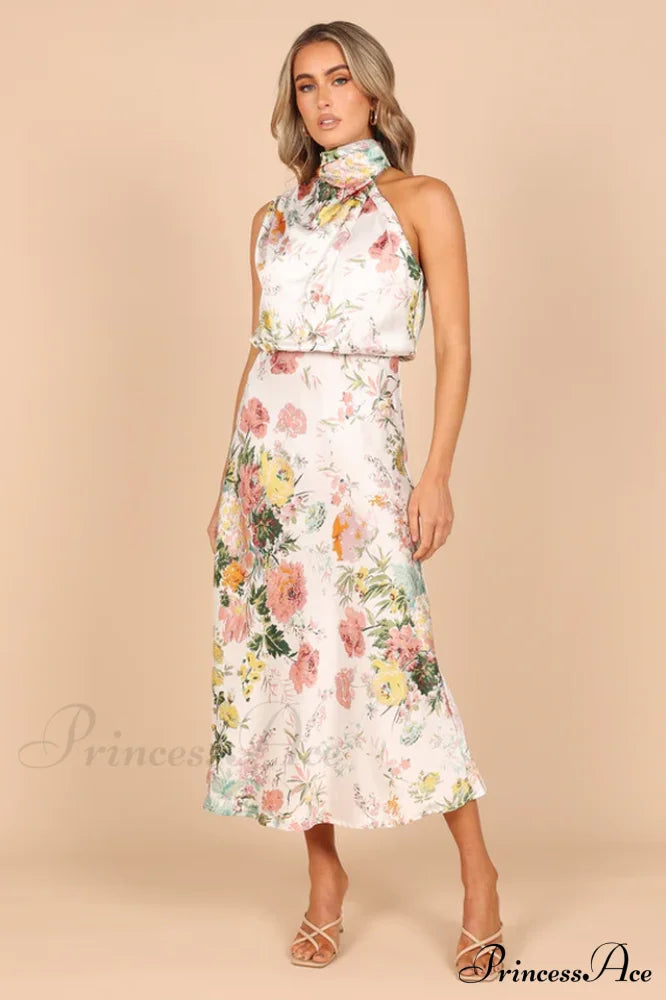 Anabelle Halter Stylish Neck Midi Dress