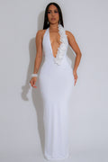 Backless Halter Floral Bodycon Party Dress