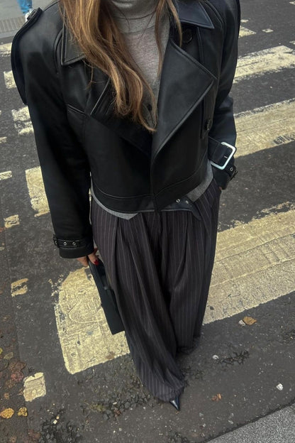 Chic Stripe High Waist Wide Leg Pants