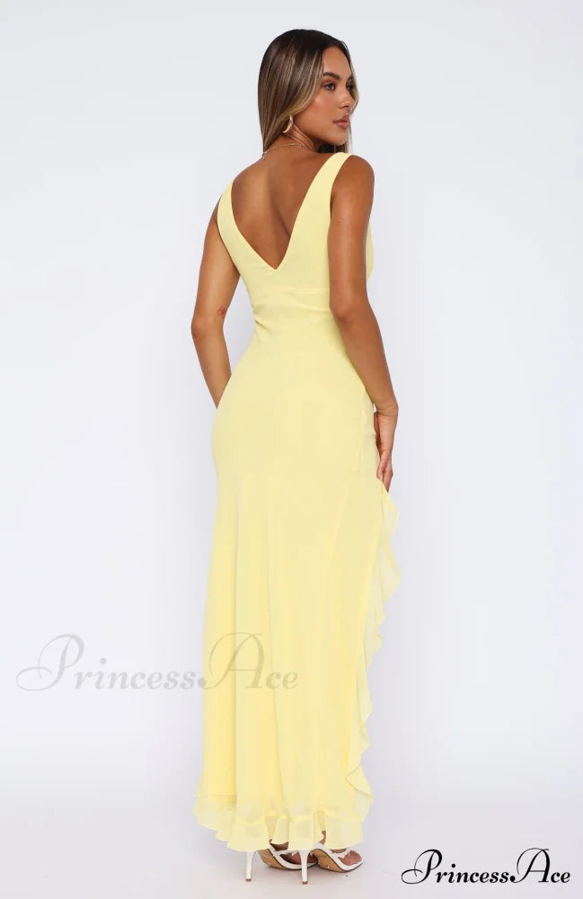 Bianca Slit Stylish Ruffled Maxi Dress