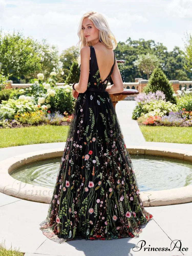 Bohemia Floral V Neck Backless Maxi Dress
