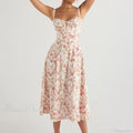 Boho Spaghetti Straps Tie Front Floral Dress