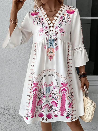 Boho V-neck Floral Party Dress