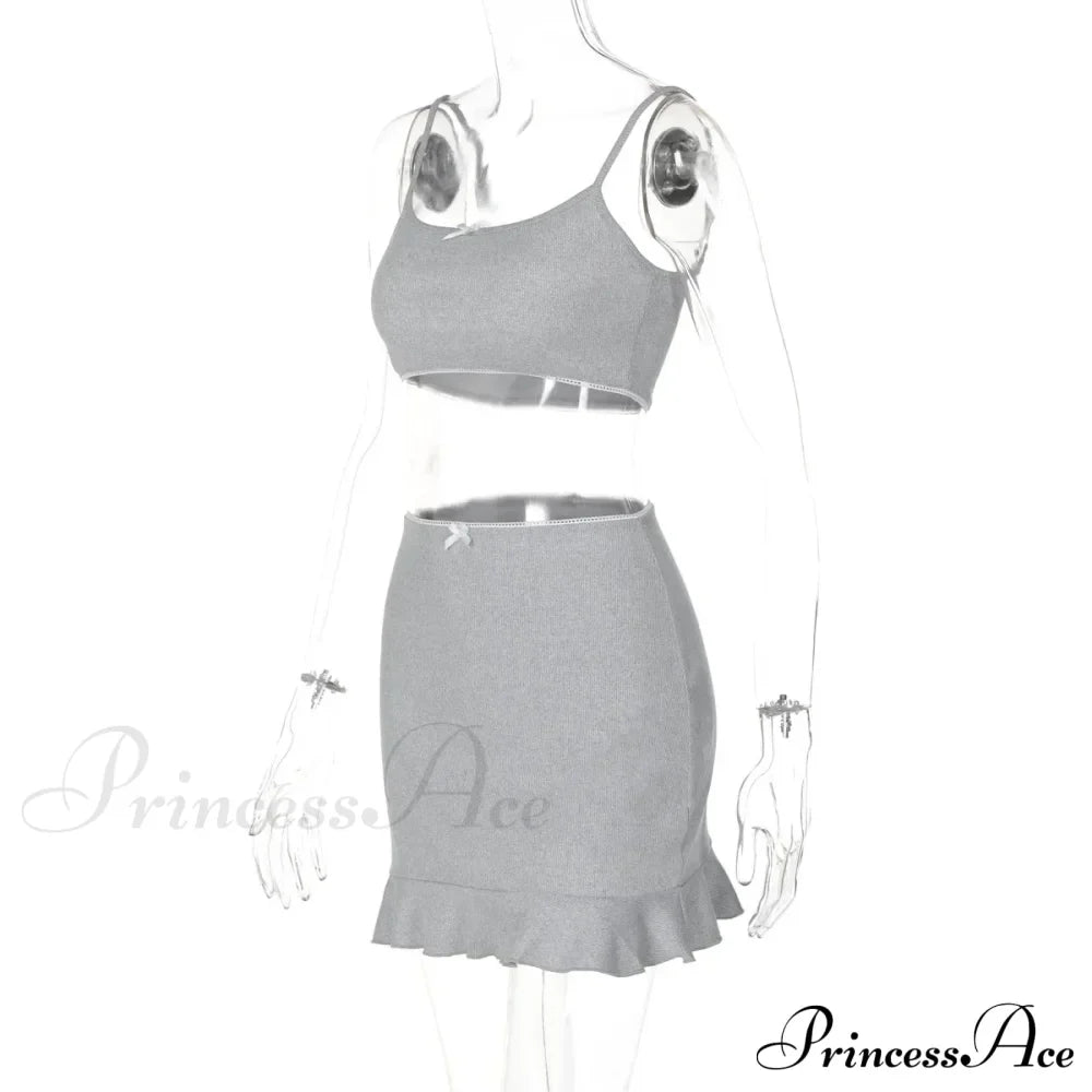 Bow Bralette And Charming Mini Skirt Set