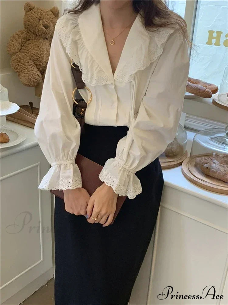 Simple Lace Trim Blouse
