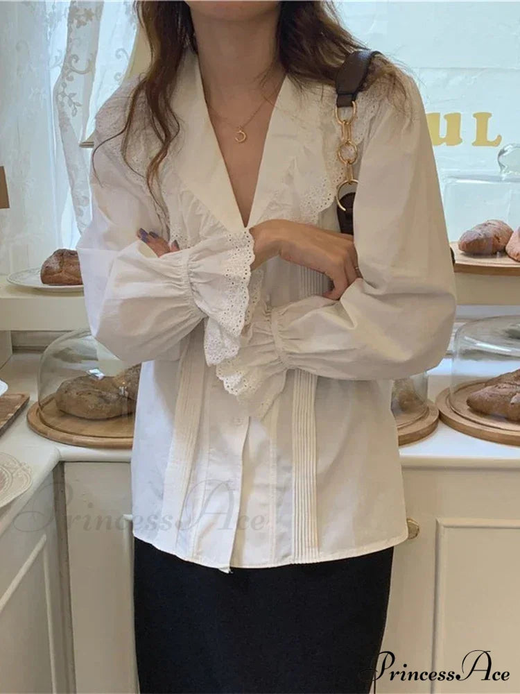 Simple Lace Trim Blouse