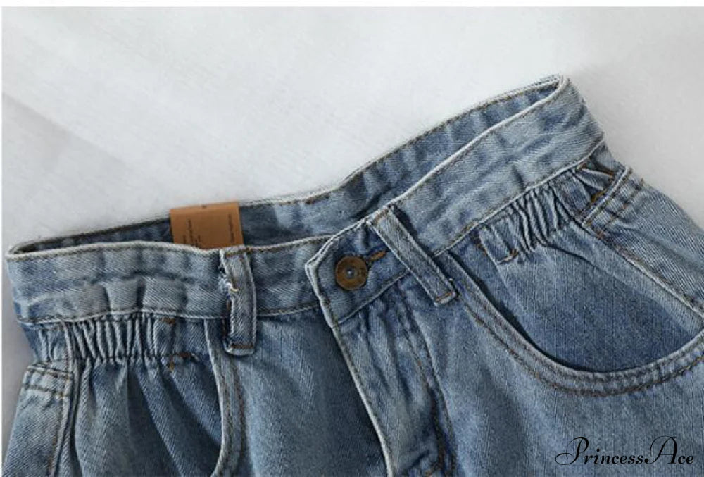 Brief Warm-Season Casual Waist Fashion Elastic Leg Women High Jeans Shorts Waist Denim Wide Loose Size Plus Female