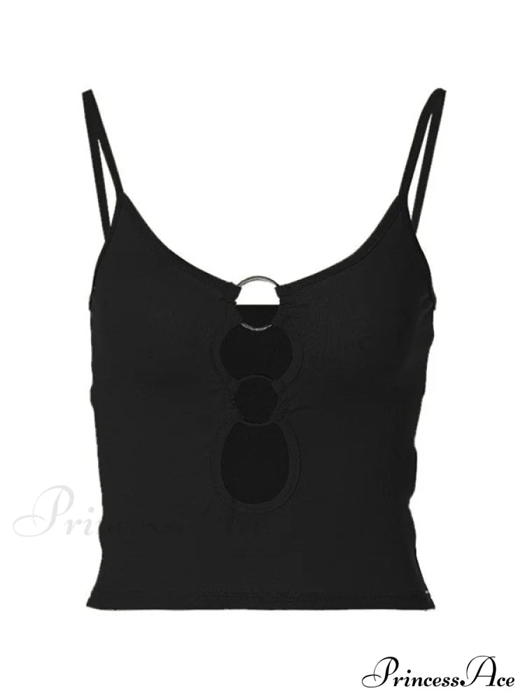 Buckle Strap Black Trendy Bodycon Crop Top
