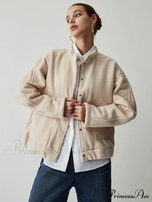 Button Down Double Trendy Pockets Bomber Jacket