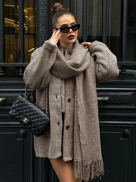 Button Down Pocket Coat Set