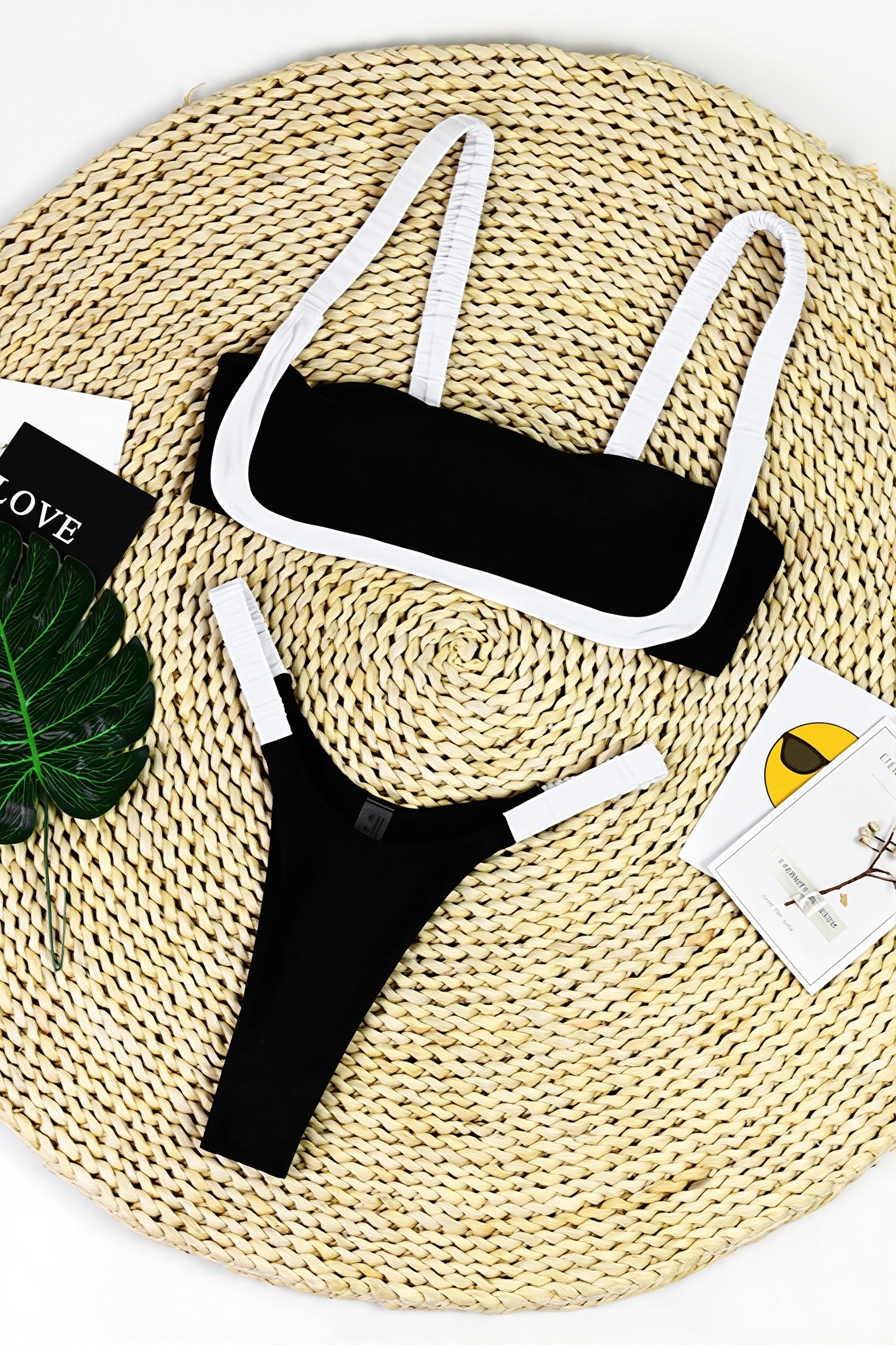 Color Block Strapless Two Piece Bikini Sets
